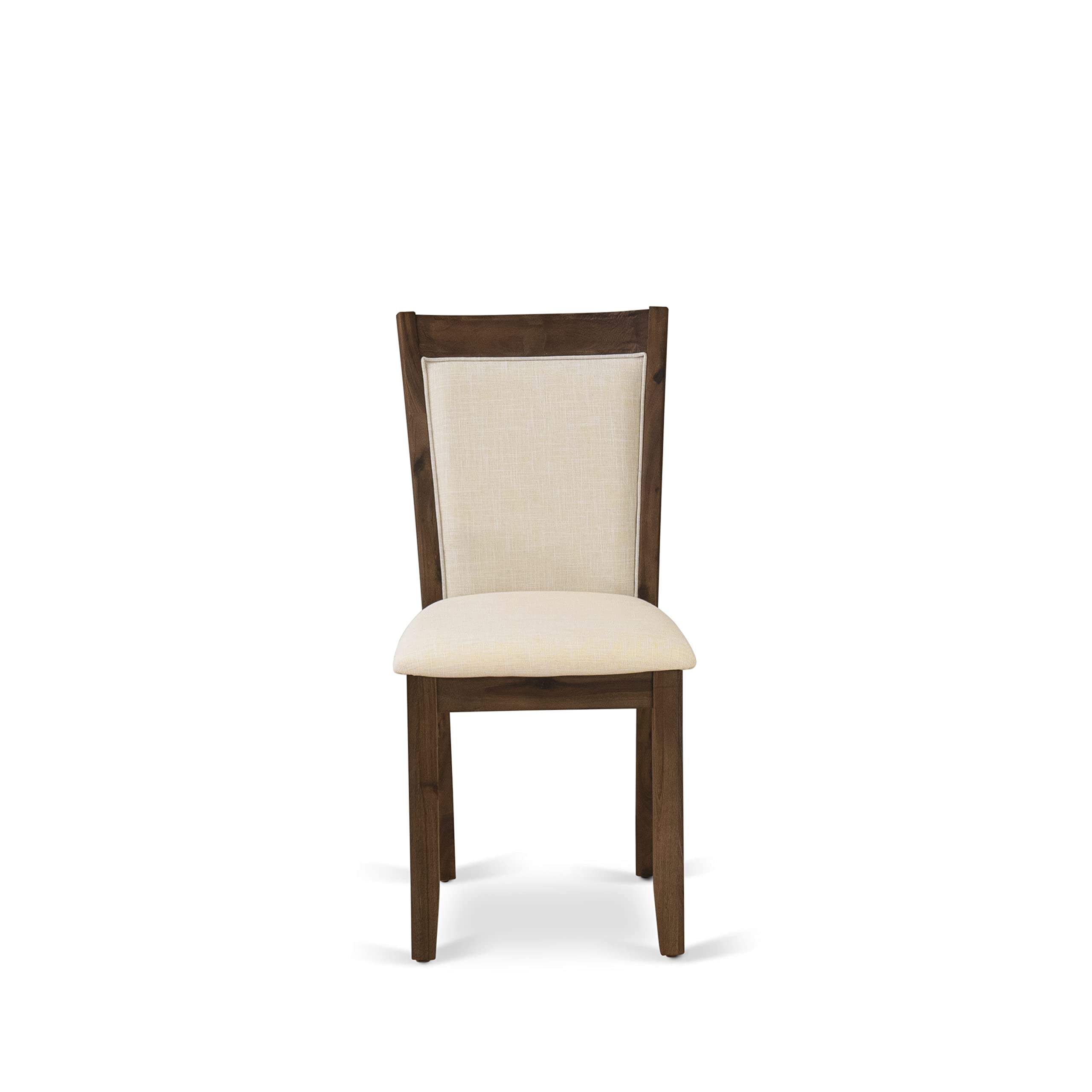 East West Furniture Irving 5 Piece Kitchen Set Includes a Round Dining Room Table with Pedestal and 4 Light Beige Linen Fabric Parson Chairs, 48x48 Inch, I2MZ5-NN-32