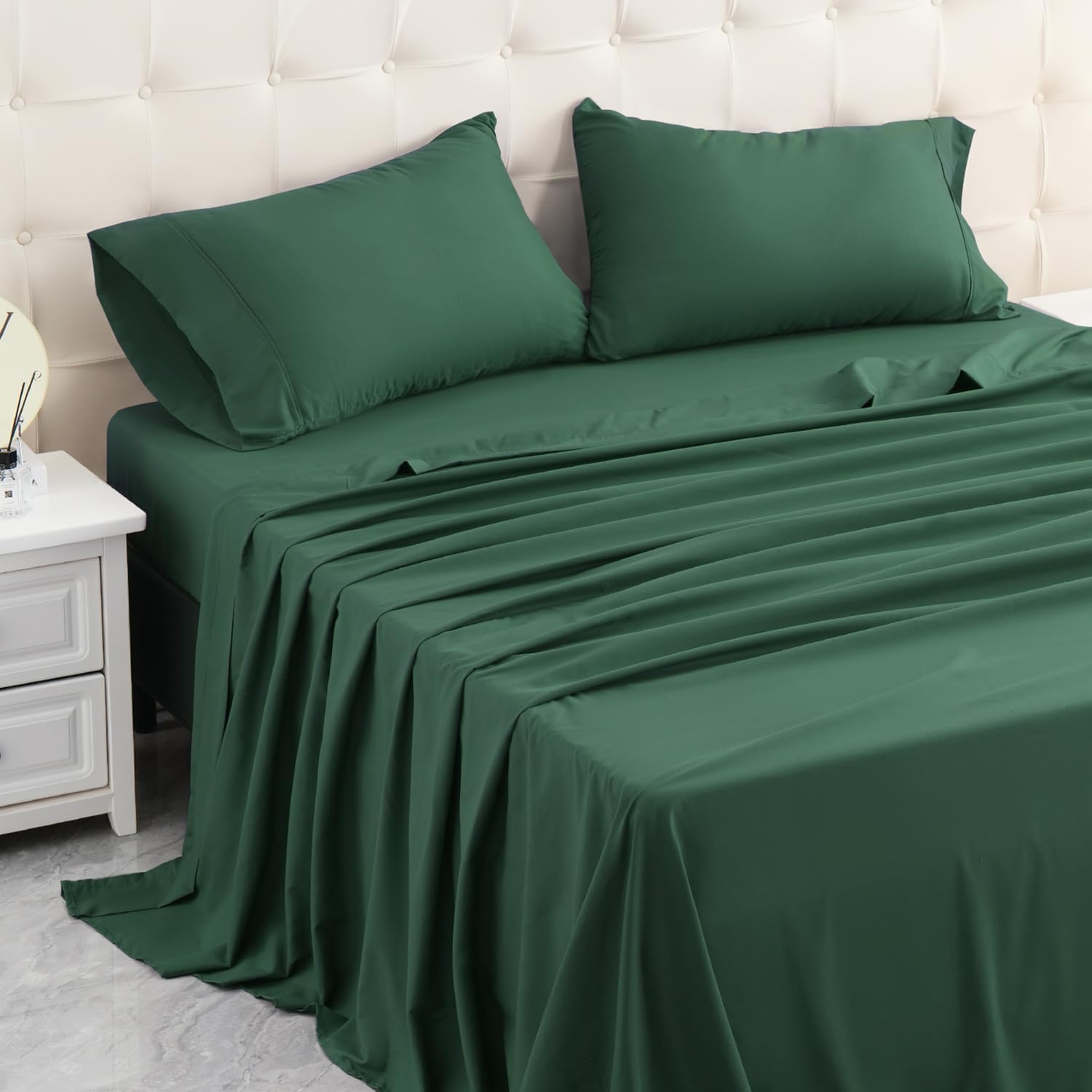 Micoral King Bed Sheets Set, Soft Breathable Bedding Sheet Set, Sheets Set With 16' Deep Pocket Design (4 Pieces, King, Emerald