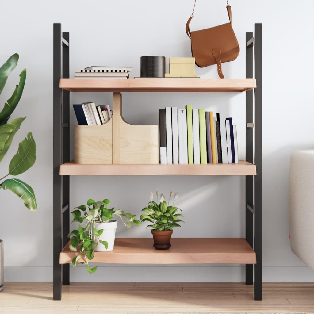 vidaXL Solid Oak Wood Wall Shelf - Light Brown Rustic Style Handmade Live Edge Shelf with Durable Varnished Finish - Versatile Use as Desk, Cabinet, Table Top