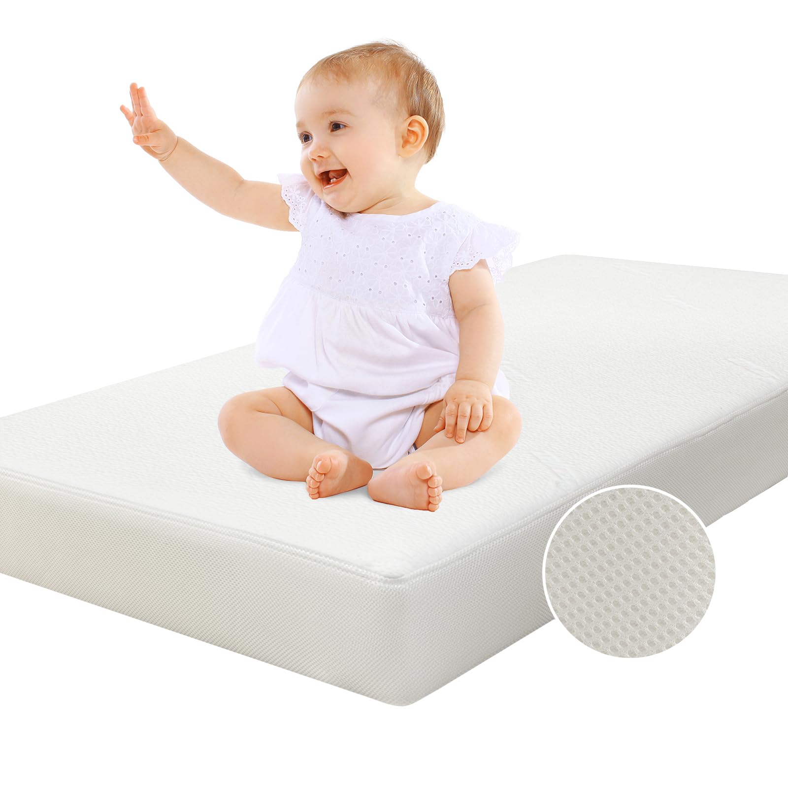 Babelio Crib Mattress, Toddler Mattress For Toddler Bed, Memory Foam Baby Mattress, Dual Sided With Tencel Cover & Waterproof Li
