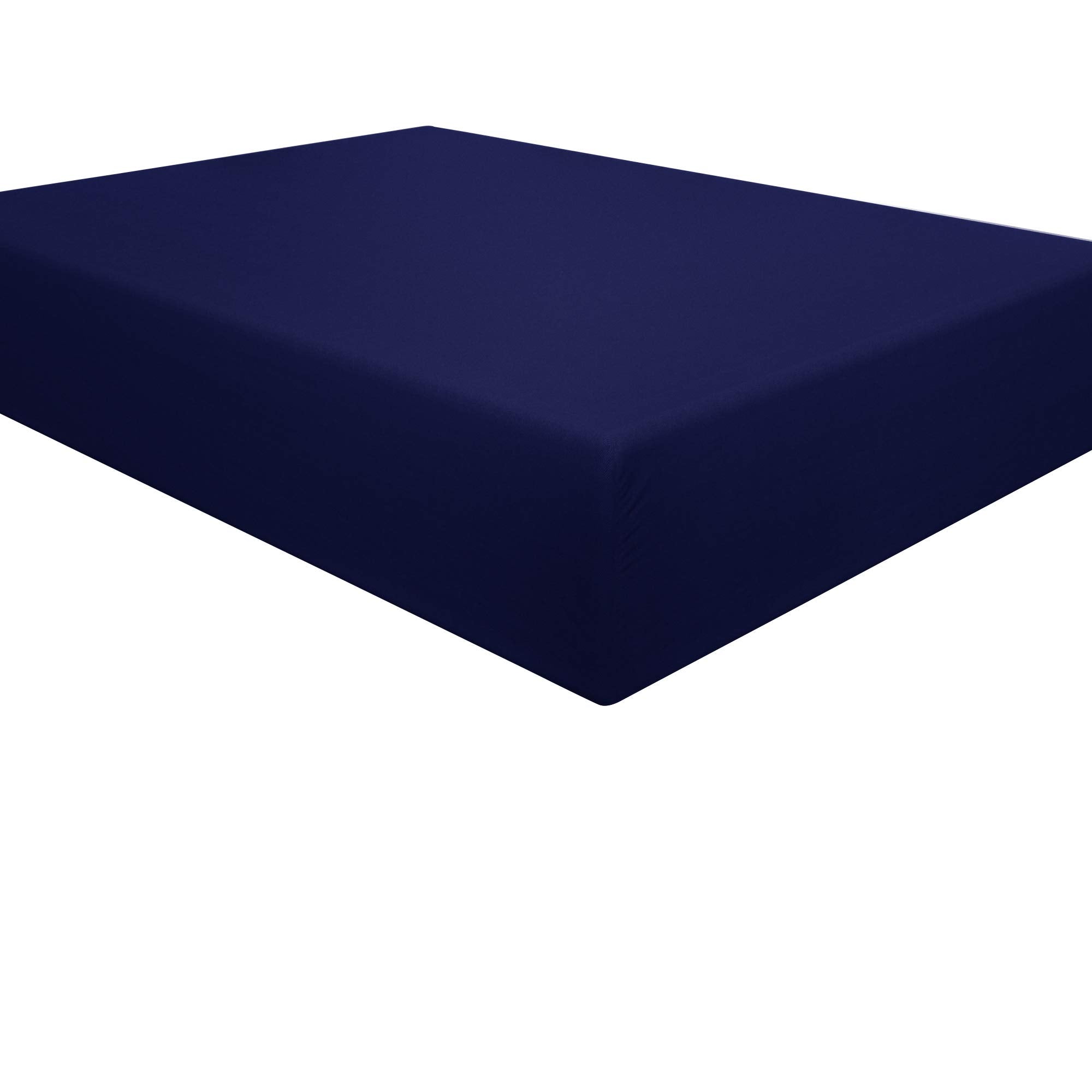 Ntbay 100% Brushed Microfiber Full Fitted Sheet, 1800 Super Soft And Cozy, Wrinkle, Fade, Stain Resistant Deep Pocket Fitted Bed Sheet Only, Navy Blue