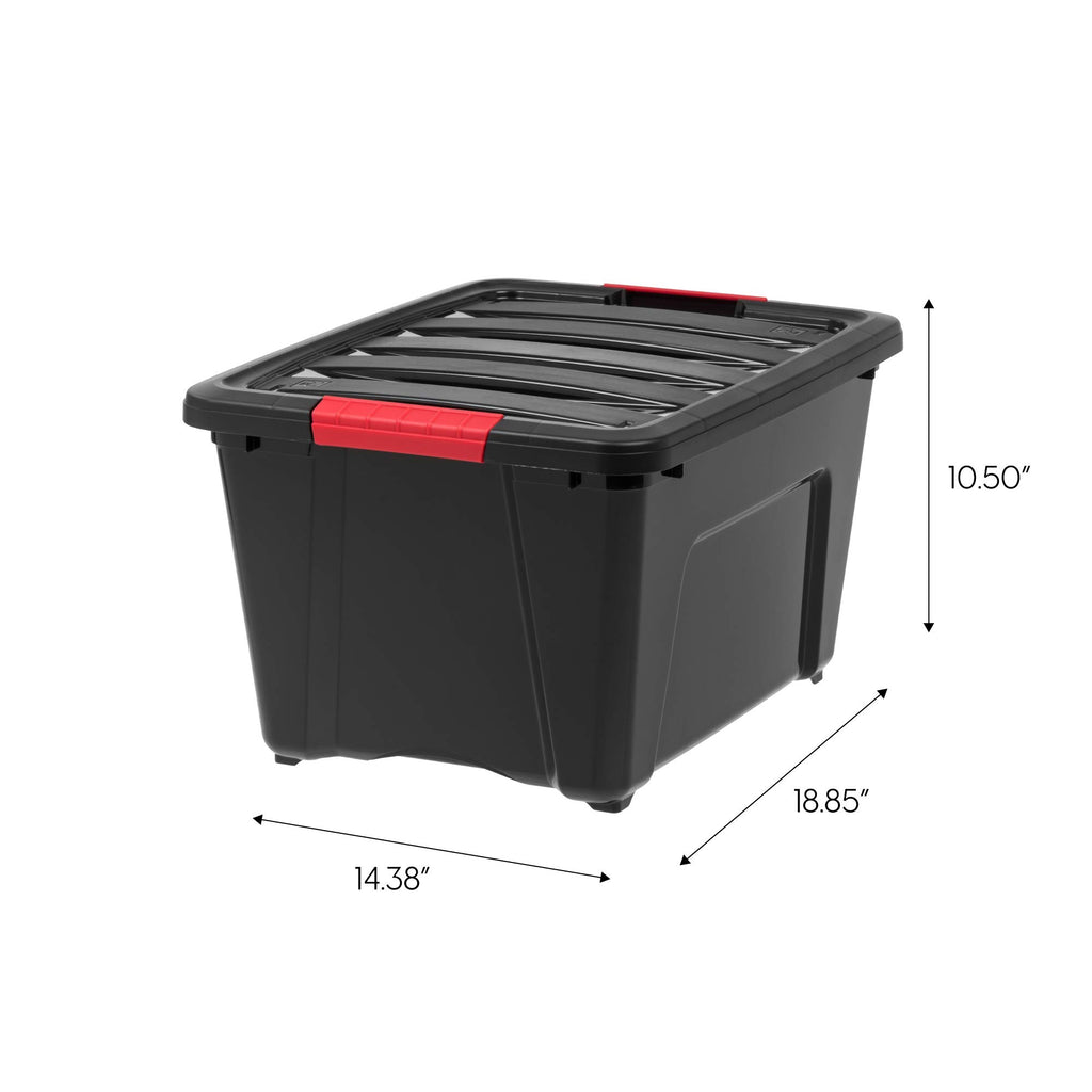 Iris Usa 32 Qt Stackable Plastic Storage Bins With Lids, 4 Pack - Bpa-Free, Made In Usa - Garage Organizing Solution, Latches, D