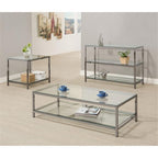 Coaster Furniture 2-Shelf Sofa Table Black Nickel and Clear 720229
