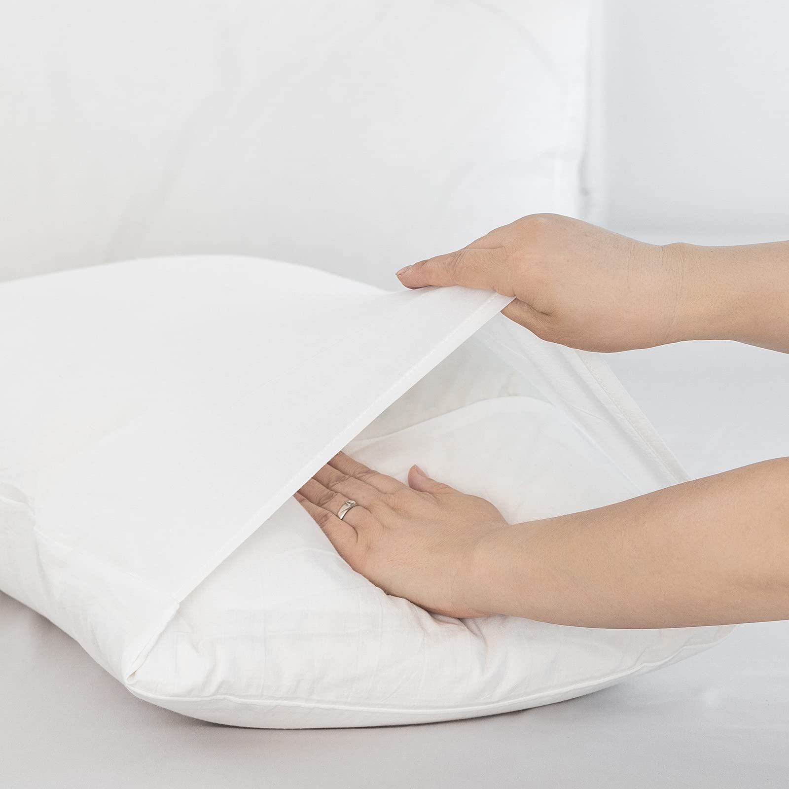 Moomee Bedding Pillowcases Pack Of 2 100% Washed Cotton Linen Like Textured Breathable Durable Soft Comfy (Off White, King)