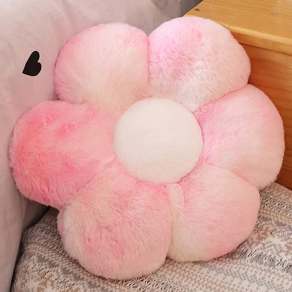 Lannery Flower Plush Throw Pillows, Flower Floor Pillow Seating Cushion Toy For Reading, Room, Watching Tv (19.7'', Pink -2)
