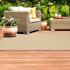 HomeRoots Polypropylene 4’x6’ Solid Sand Beige Indoor Outdoor Area Rug