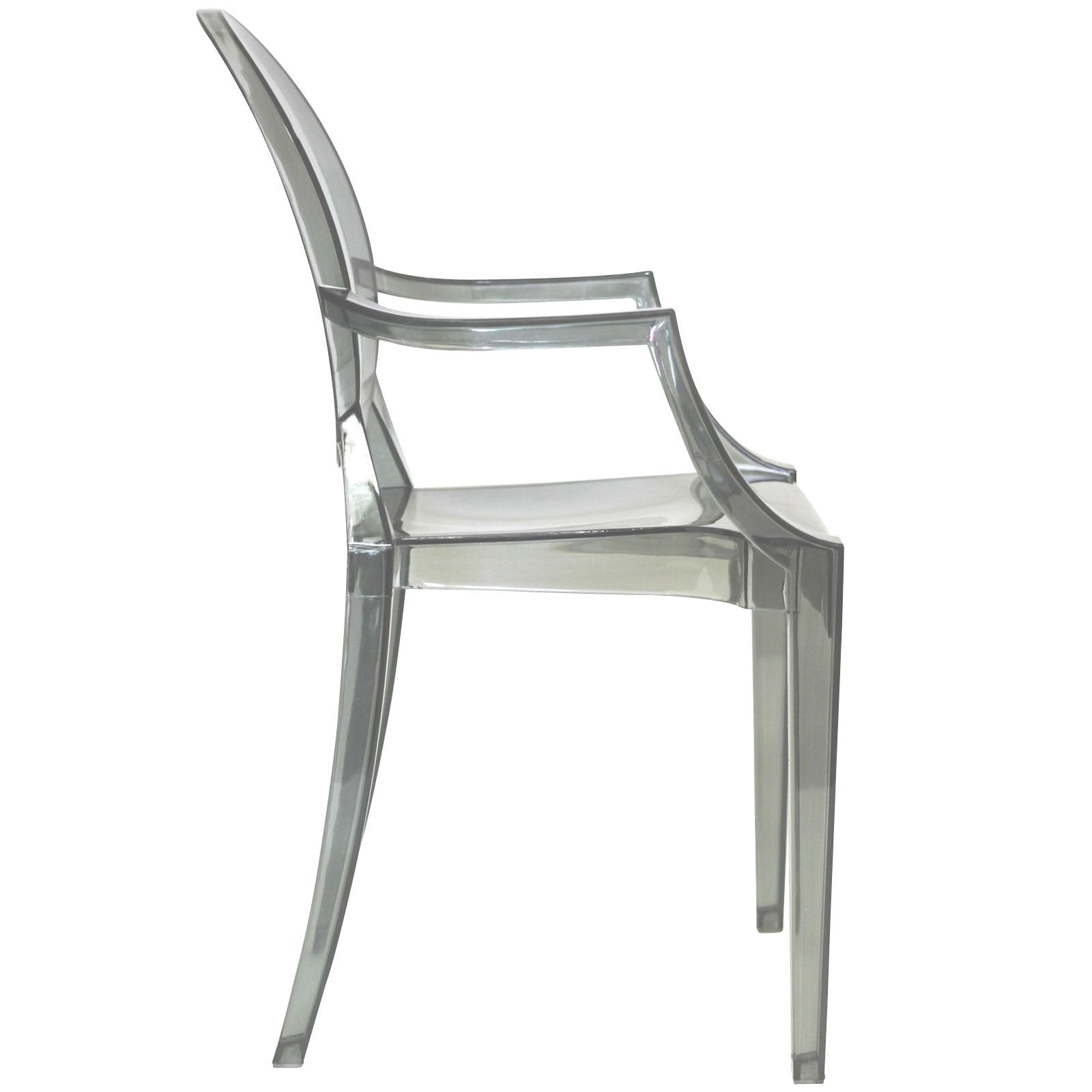 Modway Casper Modern Acrylic Stacking Two Dining Armchairs In Smoke