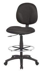 Boss Fabric Drafting Stools W/ Footring Black Crepe/Without Arms