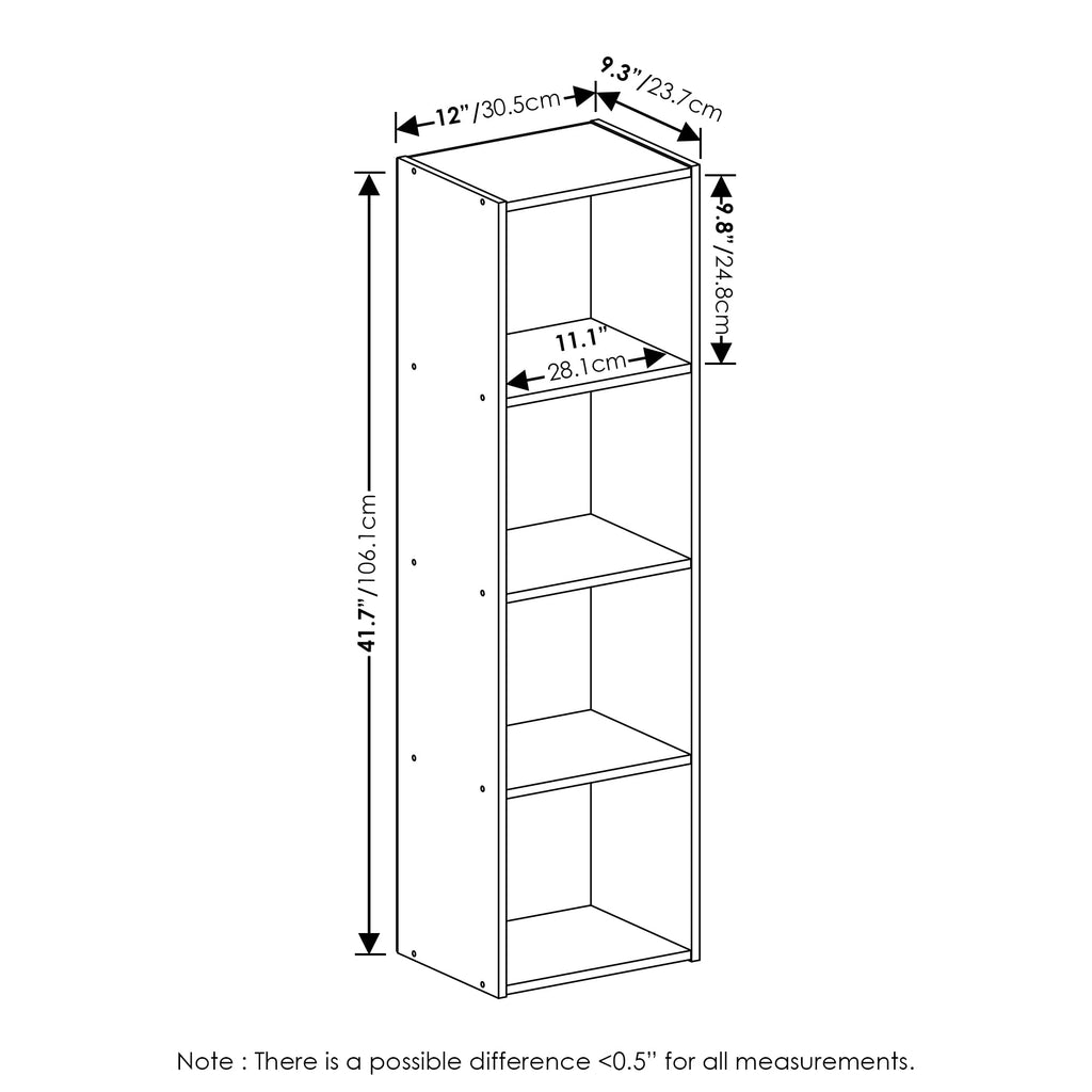 Furinno Luder Bookcase / Book / Storage, 4-Tier Cube, Blackwood