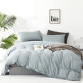 CLOTHKNOW Blue Comforter Set King 3Pcs Light Blue Bedding Comforter Sets Haze Blue King Comforter Soft Dusty Blue King Size Comf