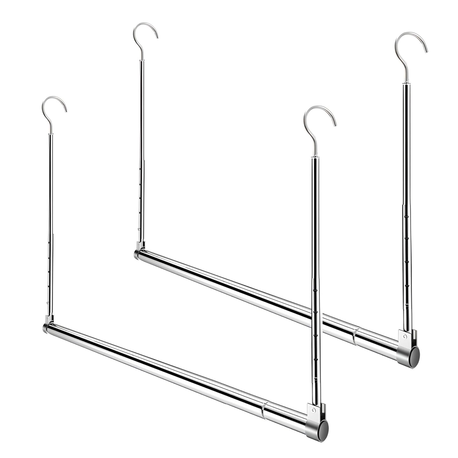 Adjustable Hanging Closet Rod, Extender Hanging Rod, Closet Hanging Organizer, Heavy Duty Closet Bar, Hanging Rod (2 Pack, Chrom