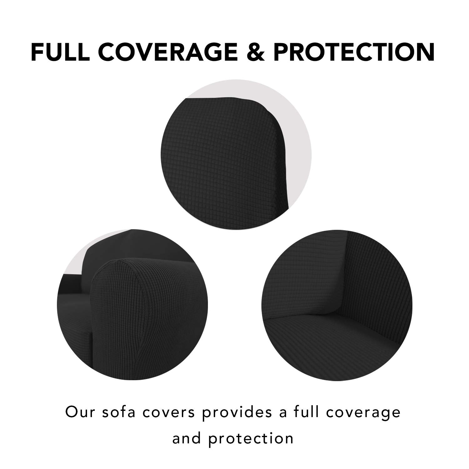 Purefit Stretch Loveseat Sofa Slipcover – Spandex Jacquard Non Slip Soft Couch Sofa Cover, Washable Furniture Protector With Non Skid Foam And Elastic Bottom For Kids (Loveseat, Black)