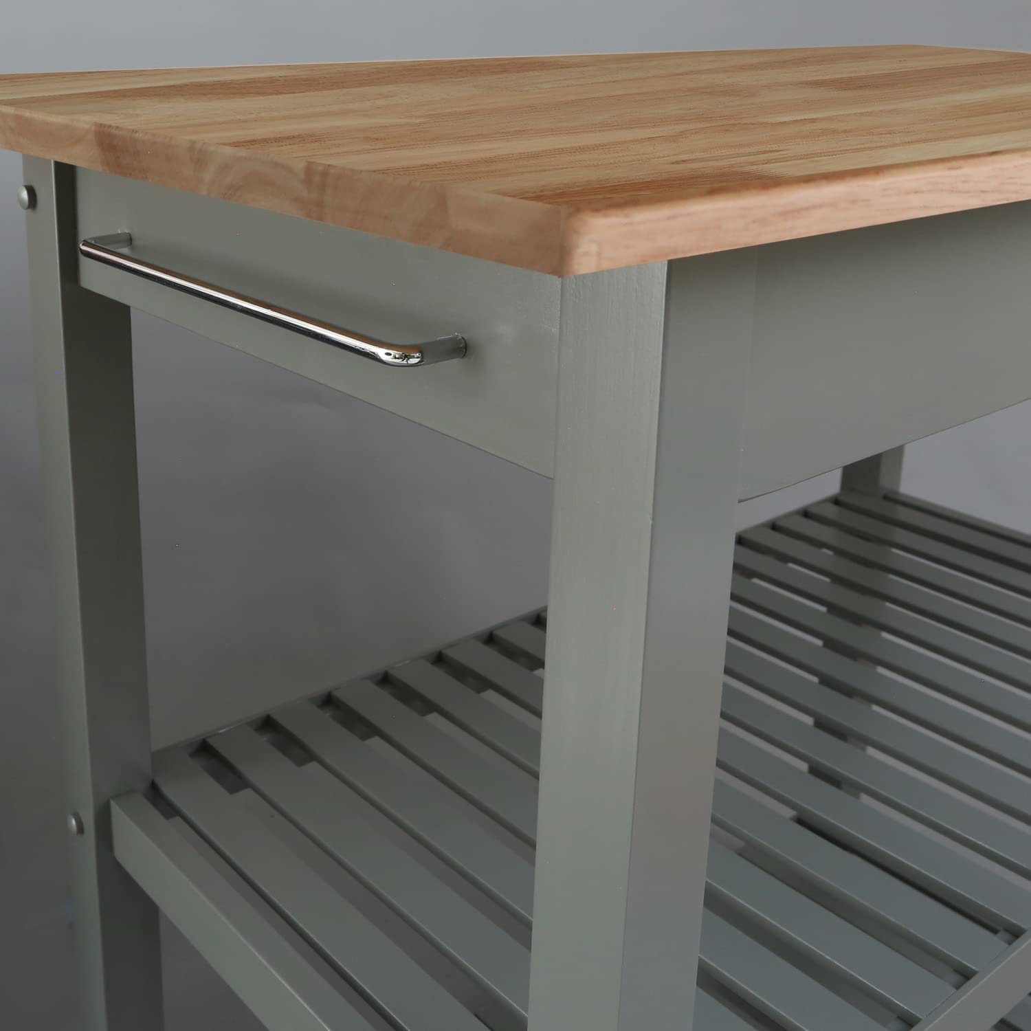 Casual Home Kitchen Island With Solid American Hardwood Top, Slate Gray, 40&Quot; W (373-932)