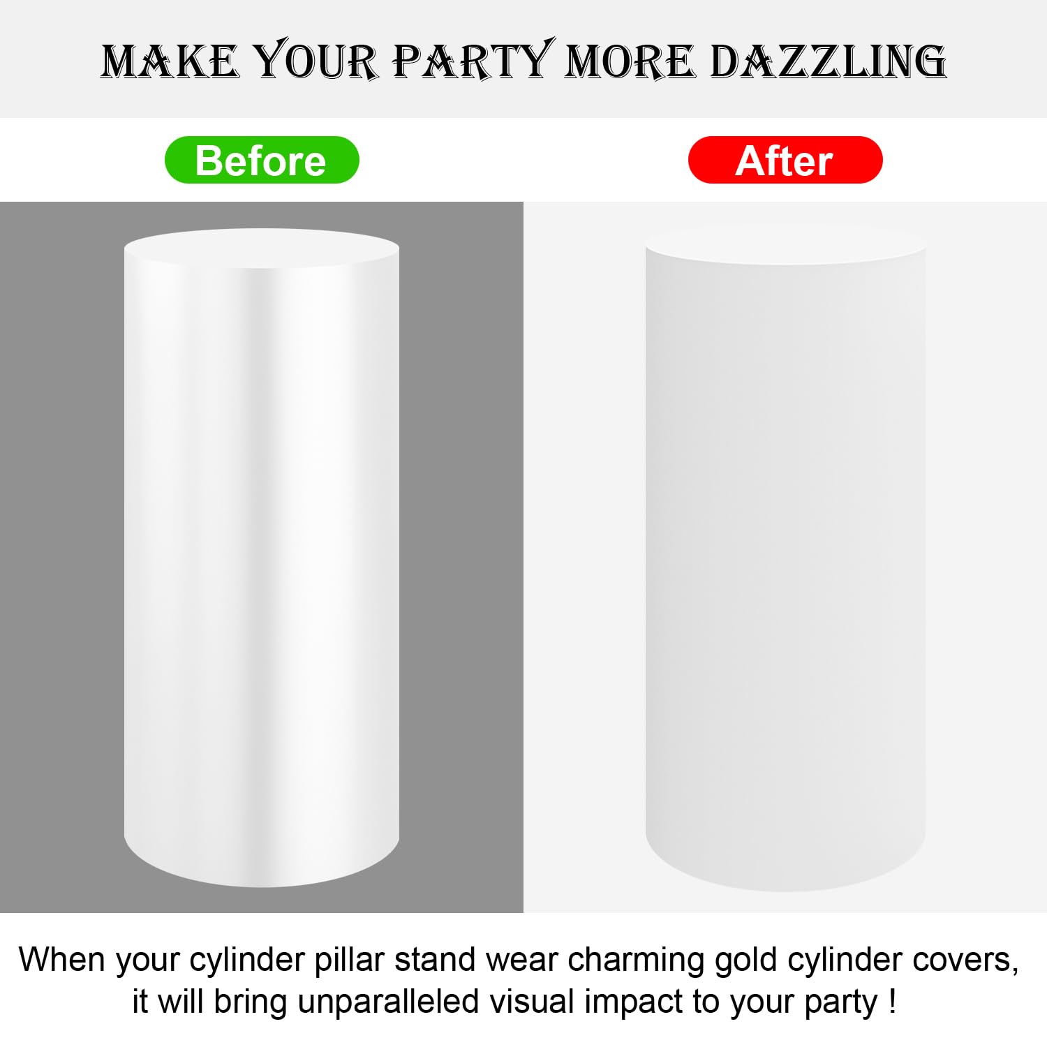 Saitimade Set Of 5 - White Cylinder Pedestal Stand Covers, Flexible Cylinder Stand Covers For Party, Wedding Or Birthday Event D