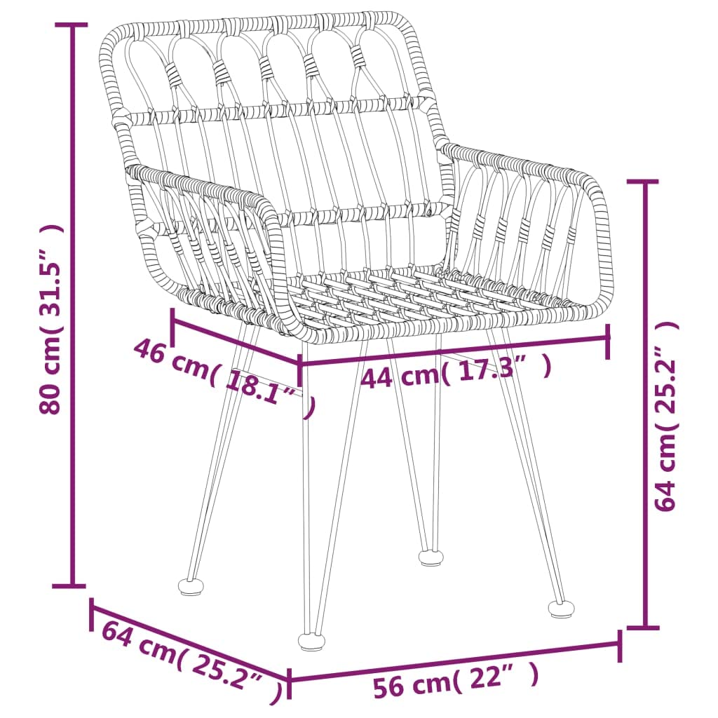 vidaXL Poly Rattan Patio Dining Set - 5 Piece Set with Weather Resistant Material, Sturdy Steel Frame, Tempered Glass Tabletop, Comfortable Chairs with Armrest and Backrest