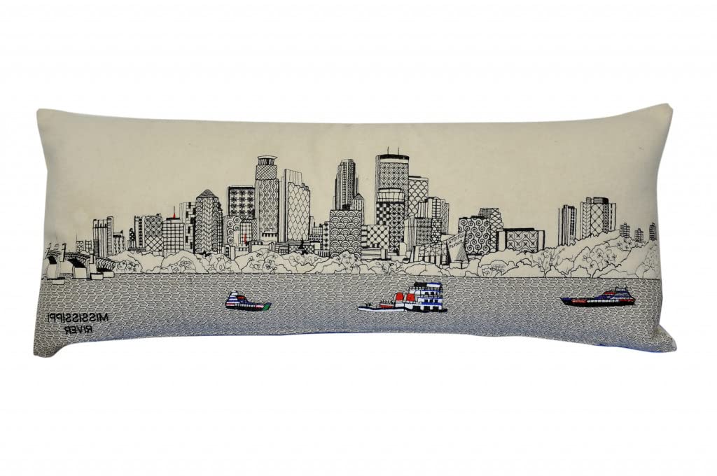 HomeRoots Cream 35' White Minneapolis Daylight Skyline Lumbar Decorative Pillow