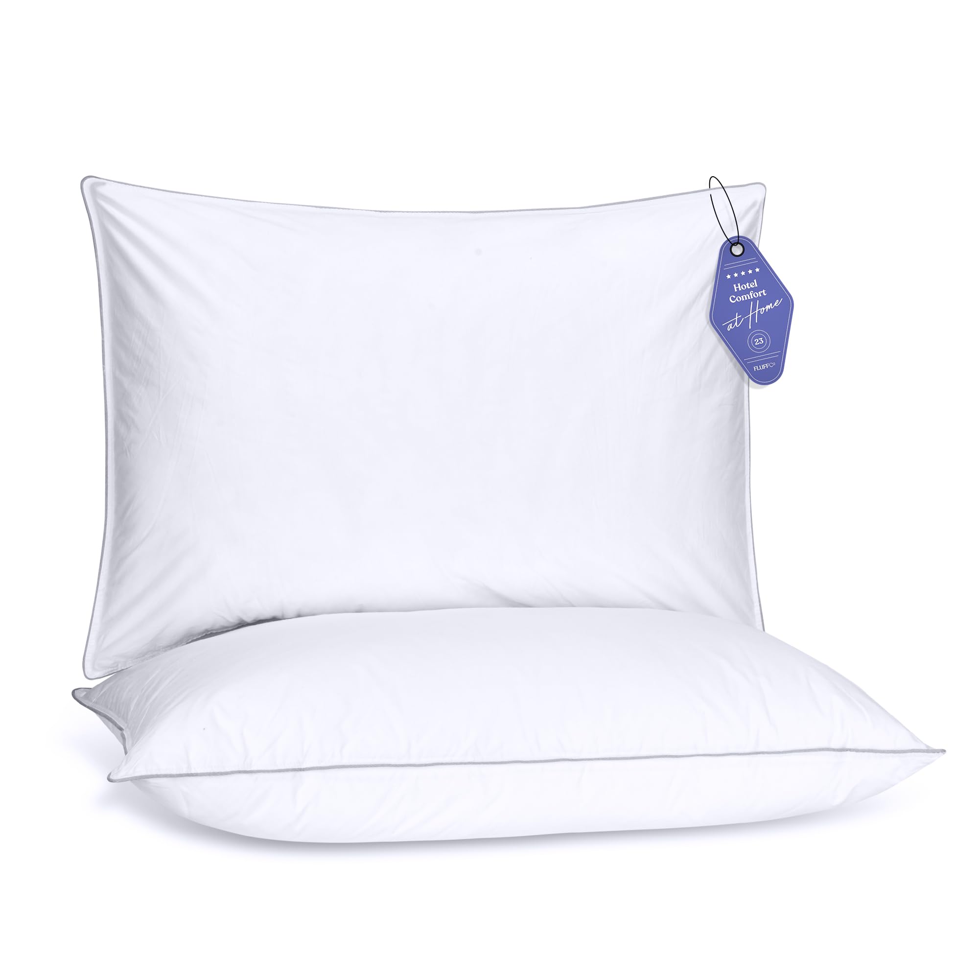 Fluffco Zen Pillow Basics Down Alternative Pillow - 2 Pack | Soft Bed Pillows For Luxury Comfort | Vegan Microfiber, Cooling Sur