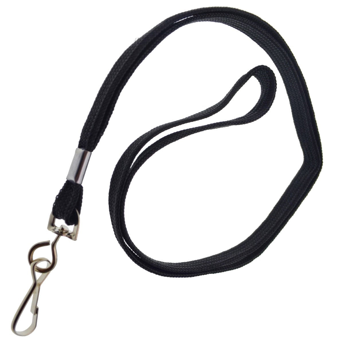Specialist Id Black 3/8' Flat Braid Woven Lanyard With Nickel-Plated Steel Swivel Hook Spid-2201, Sold Individually