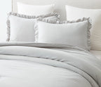 Chezmoi Collection Nora 2-Piece Ruffled Edge Trim Soft Washed Microfiber Comforter Set (Twin, Light Gray)