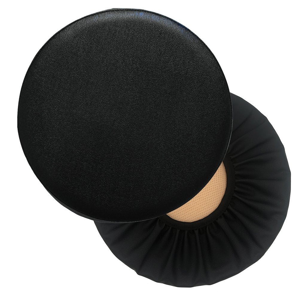 Sigmat 2 Pack Waterproof PU Bar Stool Cover Anti-Slip Round Seat Cover 15.5 Inch Black