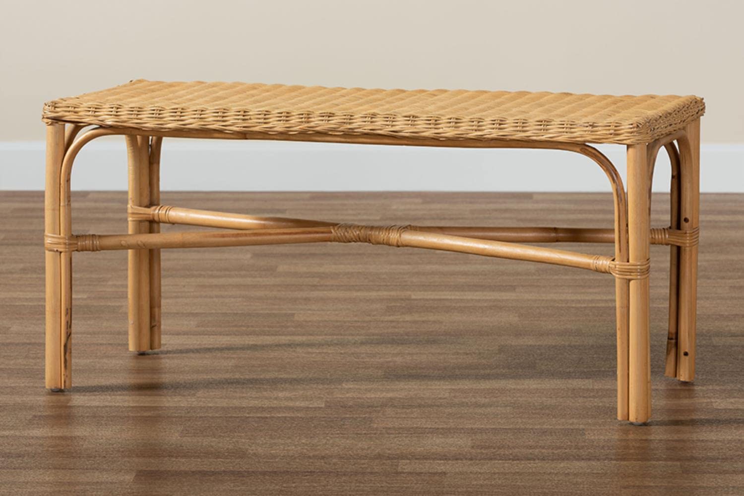 Baxton Studio Cacaban Modern Bohemian Natural Brown Rattan Accent Bench