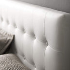 Modway MOD-5173 Emily Tufted Button Faux Leather Upholstered Full Headboard in White