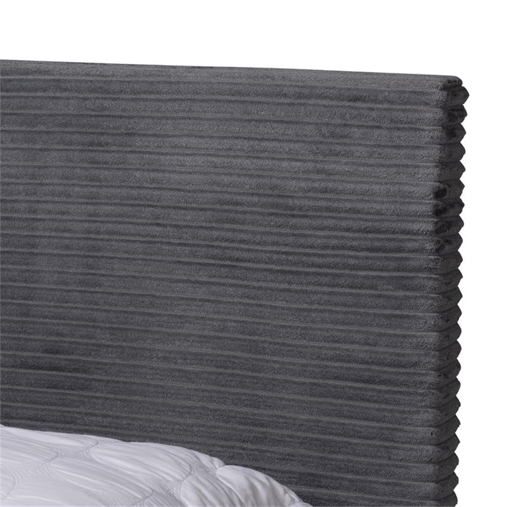 Baxton Studio Abberton Grey Velvet and Gold Metal Queen Size Panel Bed