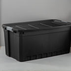 Sterilite 50 Gallon Plastic Stacker Tote, Heavy Duty Lidded Storage Bin Container For Stackable Garage And Basement Organization