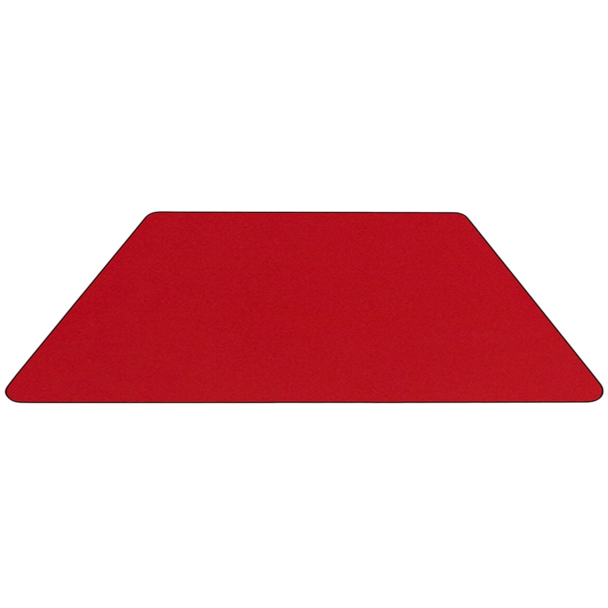 Flash Furniture Wren 29''W x 57''L Trapezoid Red Thermal Laminate Activity Table - Height Adjustable Short Legs