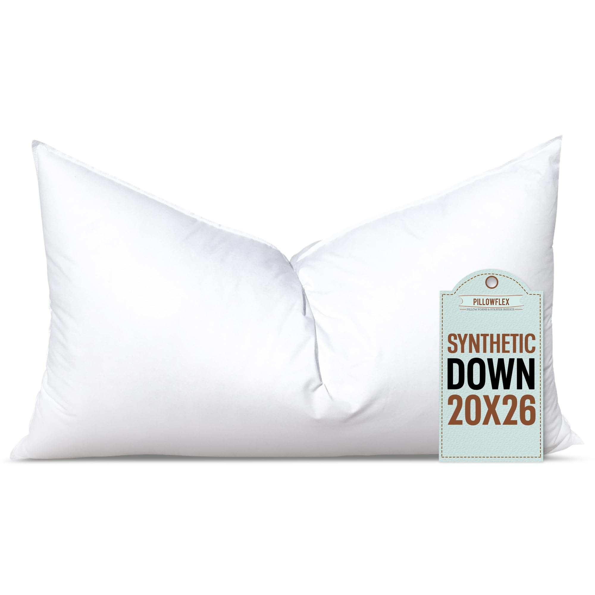 Pillowflex Synthetic Down Pillow Insert - 20X26 Down Alternative Pillow, Ultra Soft Standard Bed Sleeping Pillow, Large Rectangl