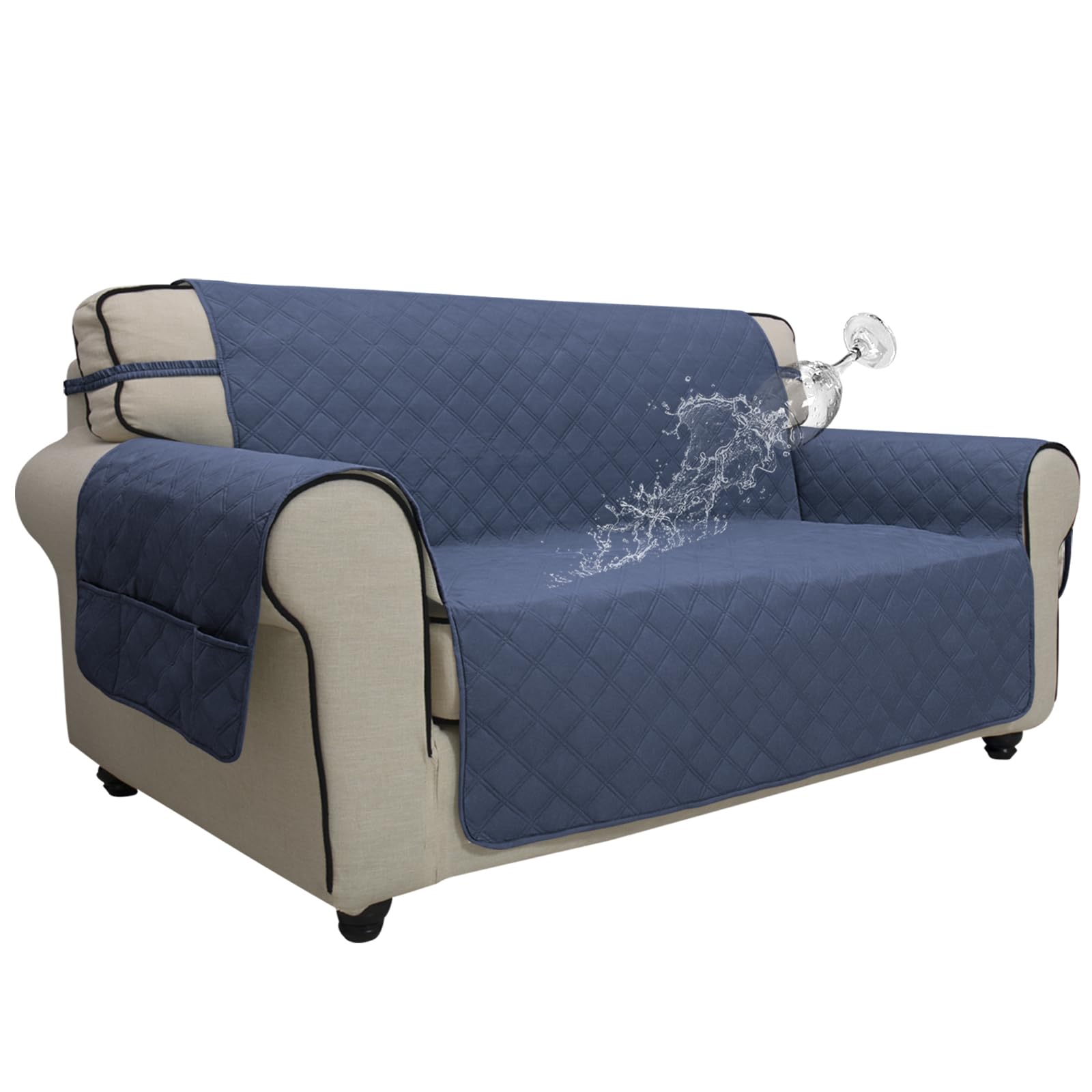 Easy-Going Waterproof Oversized Loveseat Covers Leakproof Couch Cover For 2 Cushion Couch Sofa Cover Washable Sofa Slipcover Non