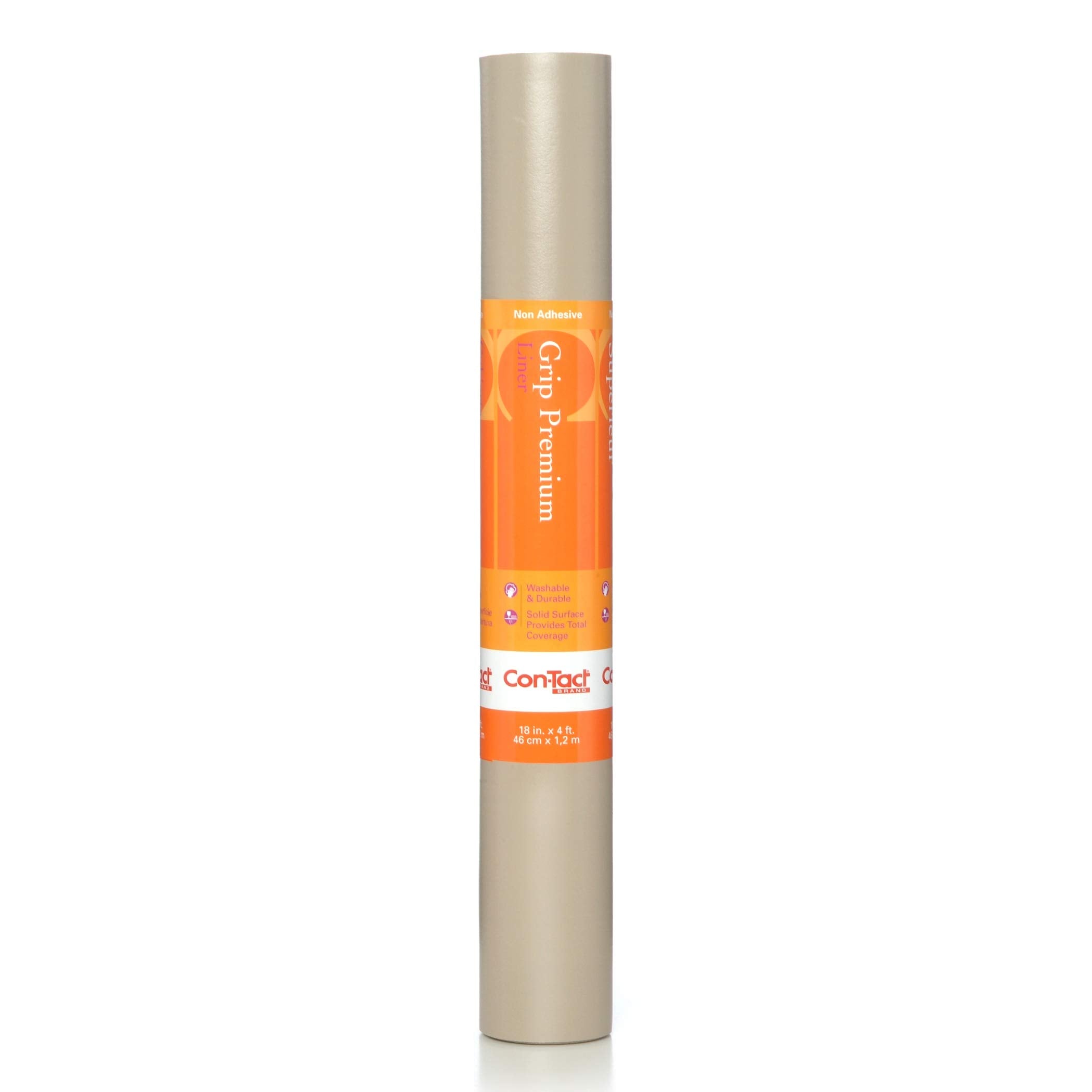 Con-Tact Brand Thick and Non-Adhesive Drawer Liner Multi-Purpose and Easy to Use, 18' x 4' (Pack of 1 Roll), Taupe