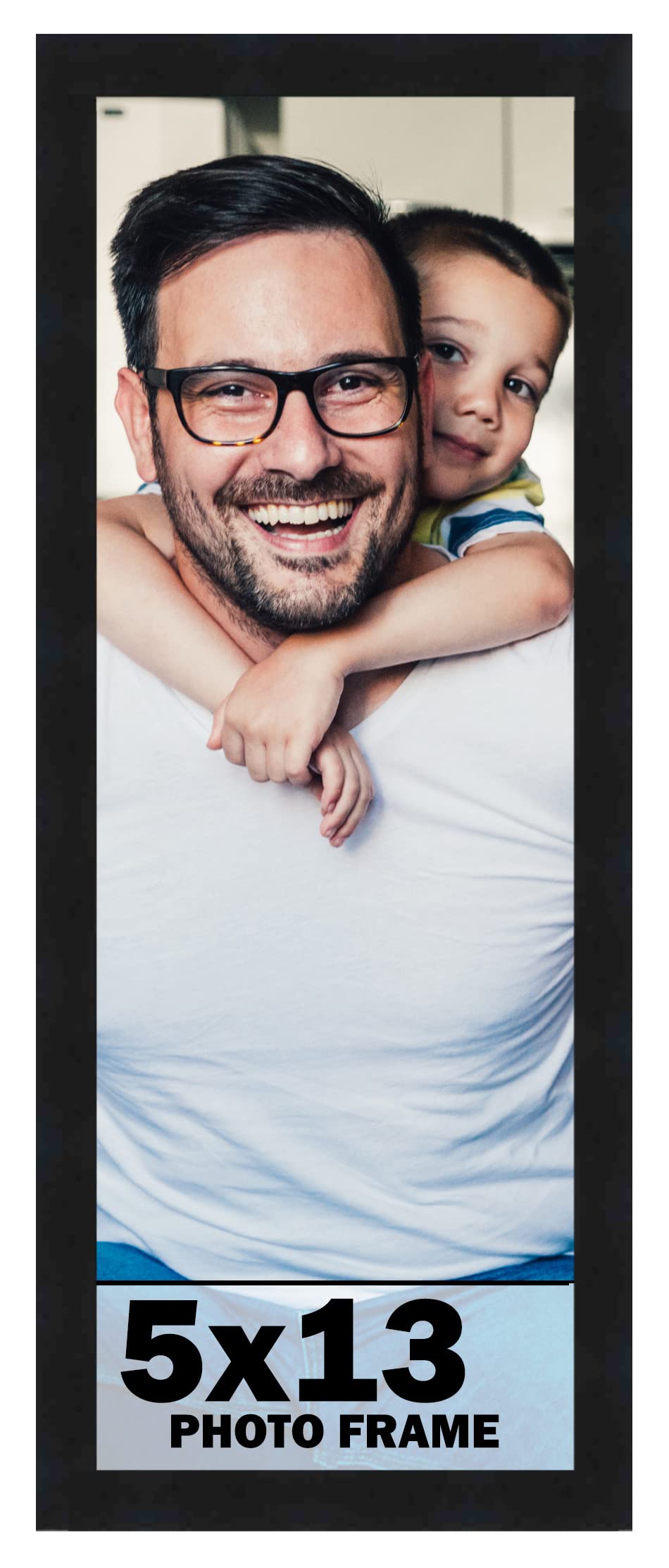 5x13 Frame Black Picture Frame - Complete Modern Photo Frame Includes UV Acrylic Shatter Guard Front, Acid Free Foam Backing Boa