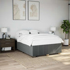 vidaXL Dark Gray Queen Upholstered Bed Frame - Stylish Slatted Mattress Base with Pine Wood Support