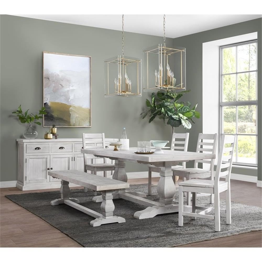 Kosas Home Quincy 94&Quot; Reclaimed Solid Pine Wood Dining Table In Nordic Ivory