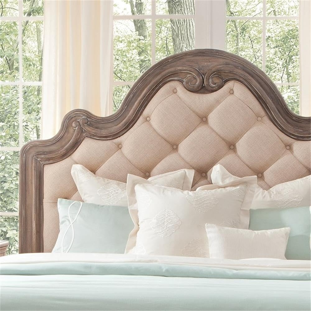 American Woodcrafters Genoa Queen Tufted Wood Headboard, Gray Upholstered, Model 1575-980