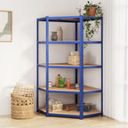 vidaXL 5-Tier Industrial Corner Shelf Blue Galvanized Steel & Engineered Wood 70.9" H
