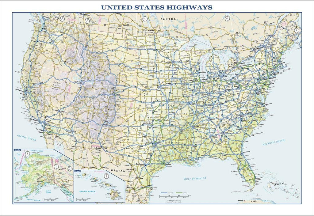 Globe Turner USA Interstate Highways Wall Map Paper Multi 22.75" x 15.5"