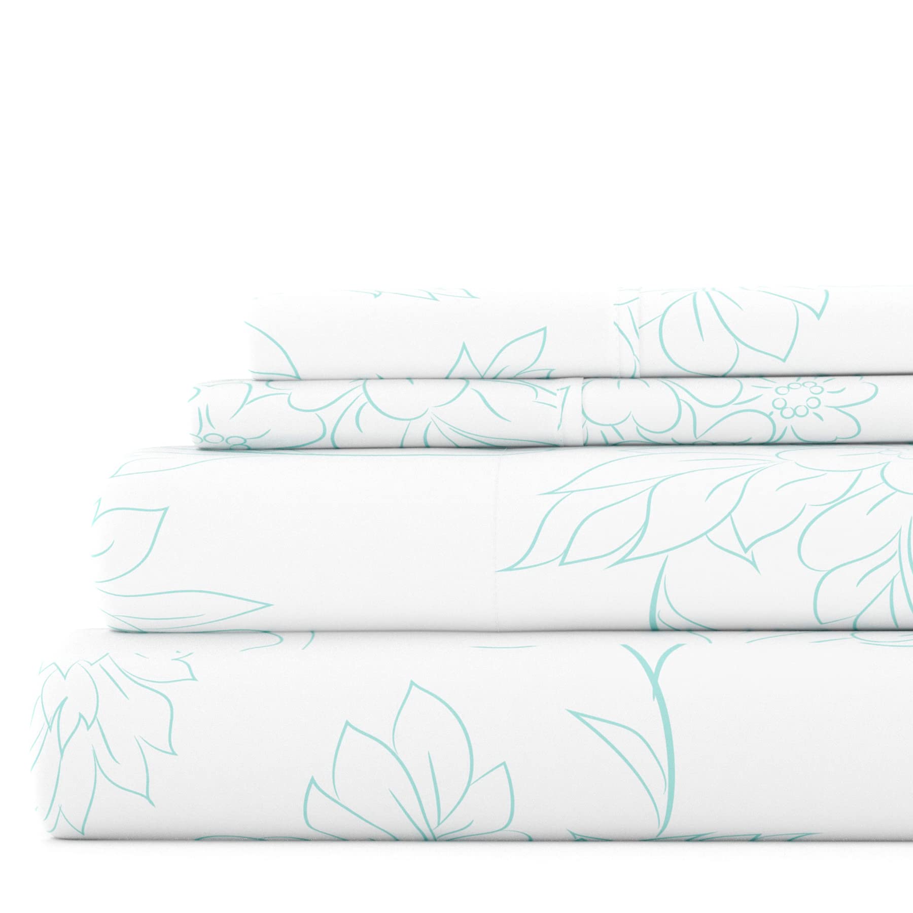 Linen Market 3 Piece Sheet Set Patterned, Queen, Vine Aqua