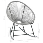 vidaXL Outdoor Rocking Moon Chair - Weather-Resistant Gray Poly Rattan Chair with Powder-Coated Steel Frame - Comfortable Seating for Patio and Garden Use