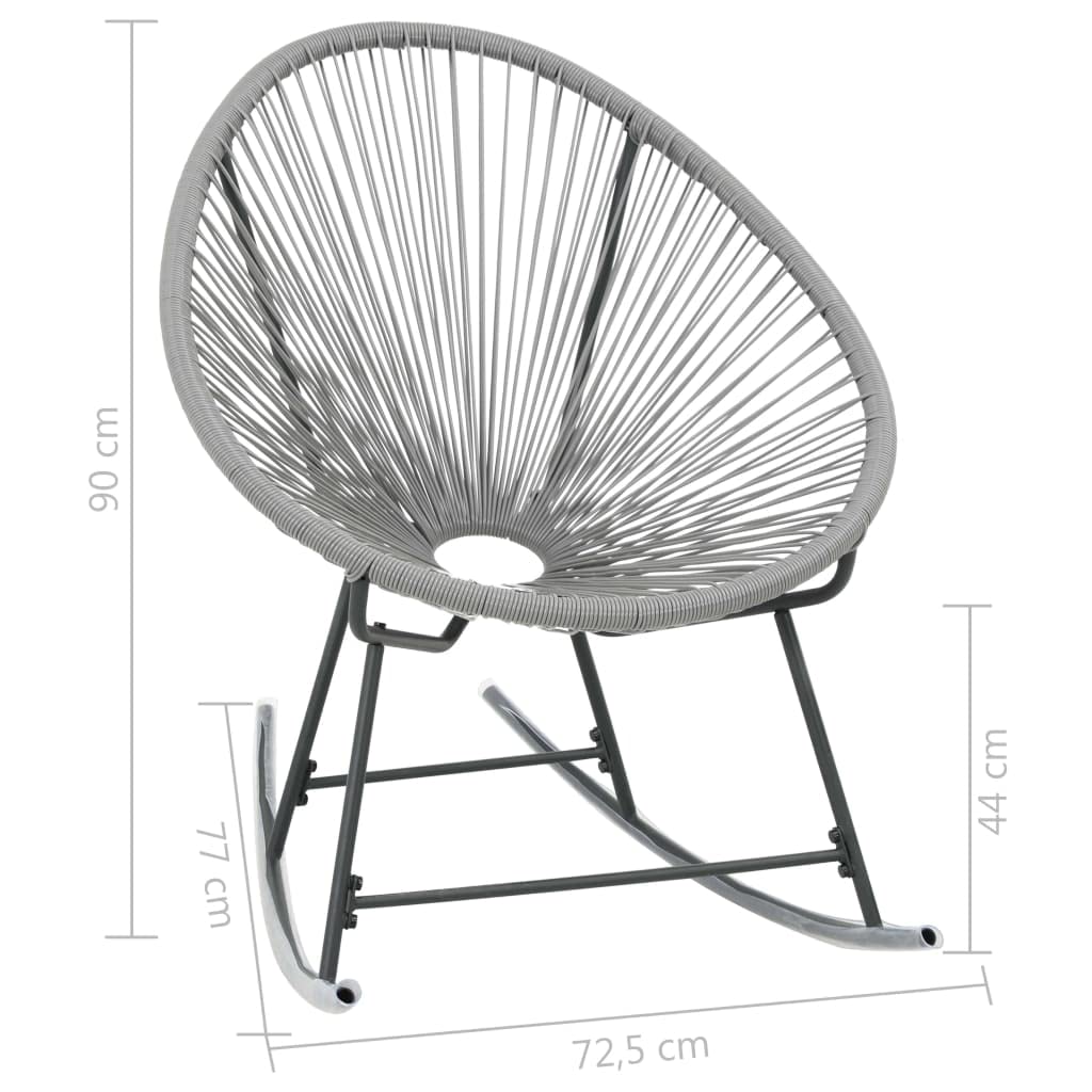 vidaXL Outdoor Rocking Moon Chair - Weather-Resistant Gray Poly Rattan Chair with Powder-Coated Steel Frame - Comfortable Seating for Patio and Garden Use