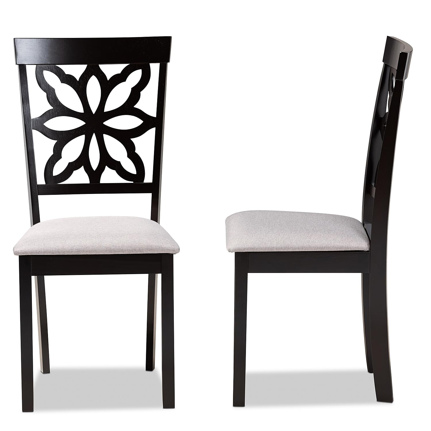 Baxton Studio Samwell Modern Fabric Dining Chair, Grey and Dark Brown, 2/Set (171-2PC-10954HT)
