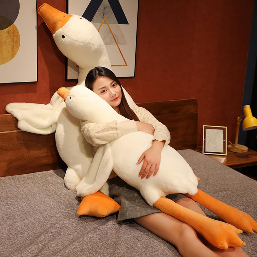 Srutirbo Giant White Goose Plush - 20 Soft Furry Swan Stuffed Animal Pillow, Perfect Hugging Gift for All Ages
