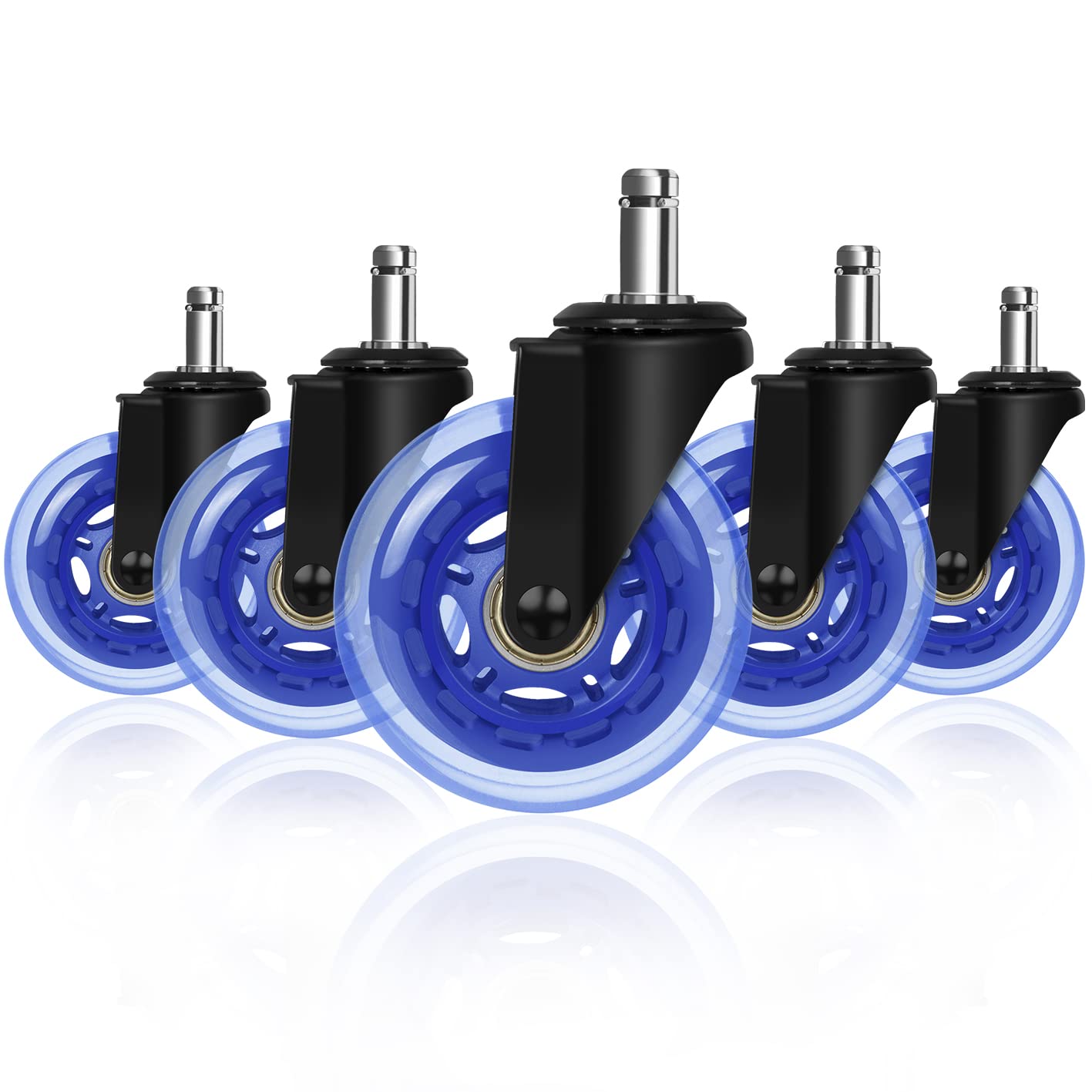 Hirate Office Chair Caster, 3' Heavy Duty Computer Desk Chair Casters Replacement Set Of 5 Heavy Duty Protection For All Floors