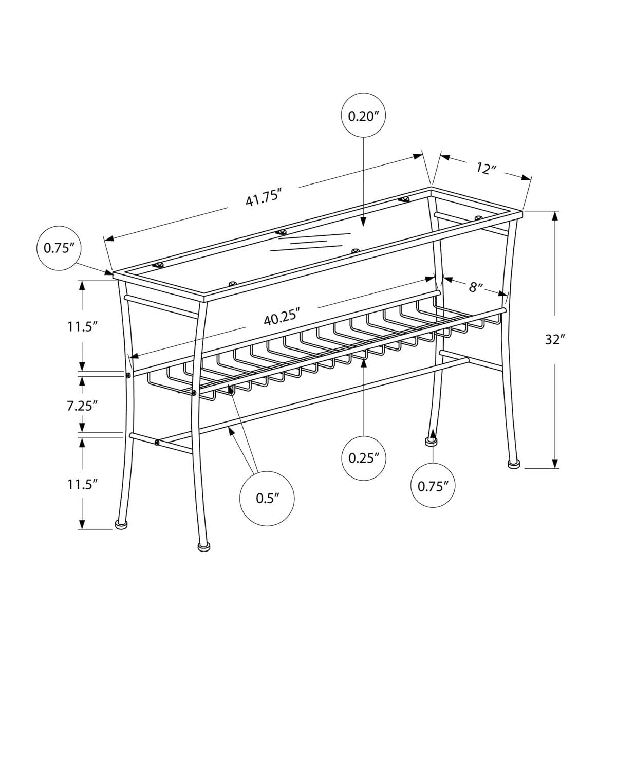 Monarch Specialties I Accent, Console Table, SILVER