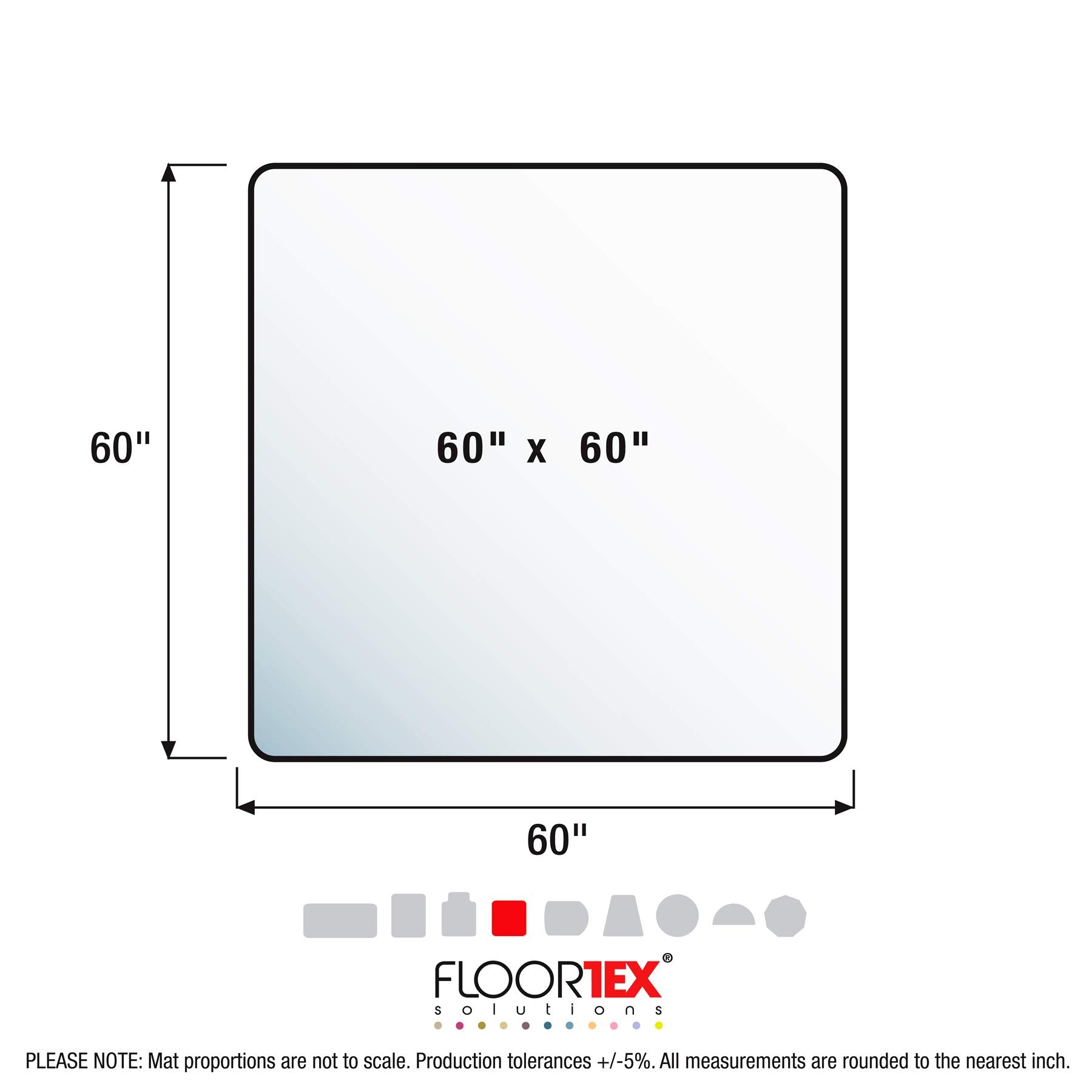 Floortex Polycarbonate XXL Office Mat 60" x 60" for Hard Floors, Clear (FR1215015019ER)
