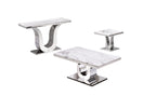 Best Quality Furniture 3Pc (Coffee, End And Console Tables) White, Silver