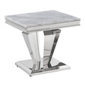 Best Master Furniture Chihiro Contemporary Grey Square Stone End Table, Silver