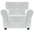 Znsayotx Luxury Velvet Chair Slipcovers With Arm 2 Piece Stretch Chair Covers For Living Room Thick Soft Armchair Slipcover Anti Slip Pet Friendly Furniture Protector (Silver Grey),32'-46'(1 Cushion)