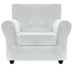 Znsayotx Luxury Velvet Chair Slipcovers With Arm 2 Piece Stretch Chair Covers For Living Room Thick Soft Armchair Slipcover Anti Slip Pet Friendly Furniture Protector (Silver Grey),32'-46'(1 Cushion)